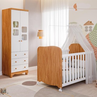 Quarto de Bebê Completo Berço Americano Uli Guarda Roupa Uli 2 Portas 100% MDF Móveis Peroba em Oferta na Shopee