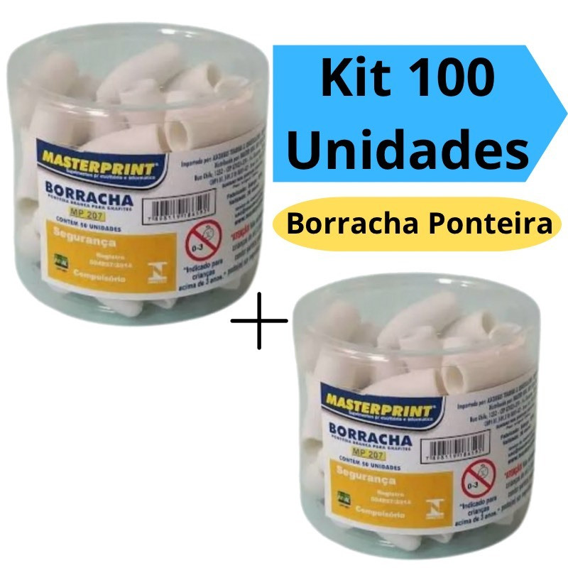 Kit 100 Borracha Branca para Ponteira de Lápis Escolar Borracha Ponteira Atacado em Oferta na Shopee