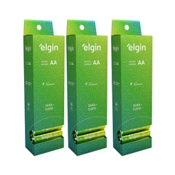 Kit 72 Pilhas Alcalina Tubo AA Pequena Comum LR6 1.5V Elgin