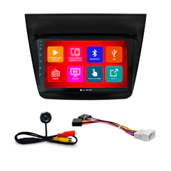 Kit Multimídia 9 Pol L200 Triton 2008 09 10 A 13 14 2015 Android Auto CarPlay Qa+ 2 Din Preto Espelhamento Android Ios