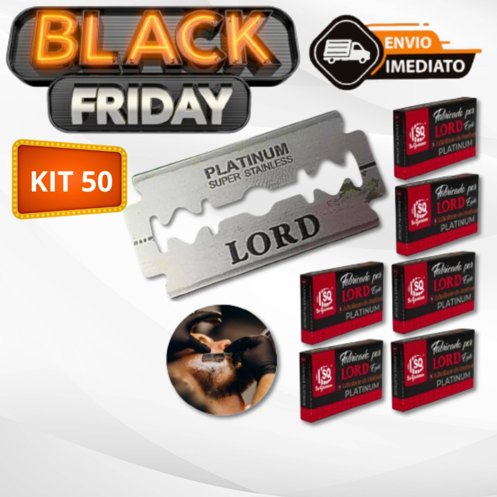 Kit 50 Lâminas LORD PLATINUM Gillete Profissional Para Barbeiros Fabricadas no Egito aa