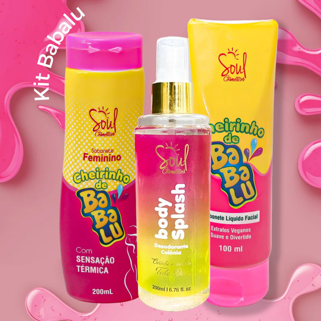 Kit Babalu Perfume Body Splash Sabonete Intimo e Sabonete Facial Soul Cosmeticos