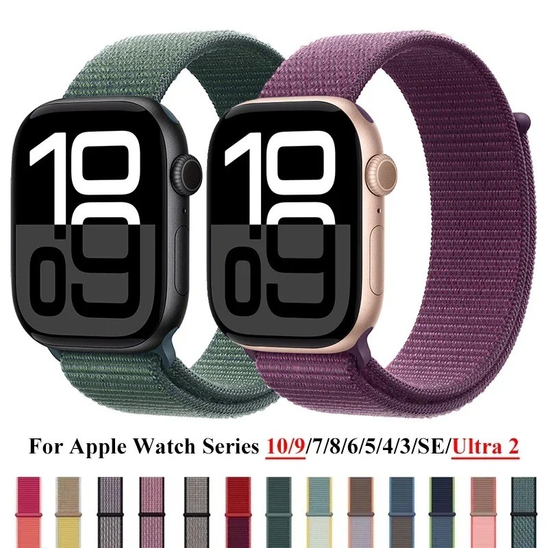 Loop De Náilon Para Apple Watch Pulseira 45mm 44mm 49mm 46mm 40mm 41mm 42mm 38mm Correa iWatch Série 6 Se 7 8 9 10 ultra