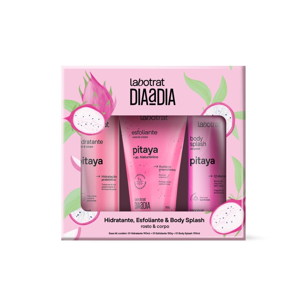 Kit Presenteável Labotrat Dia a Dia - Pitaya Esfoliante, Hidratante e Body Splash Cuidado e Perfume