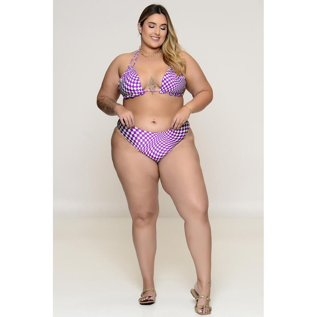 Biquíni Plus Size Cortininha Tomara Que Caia Roxo