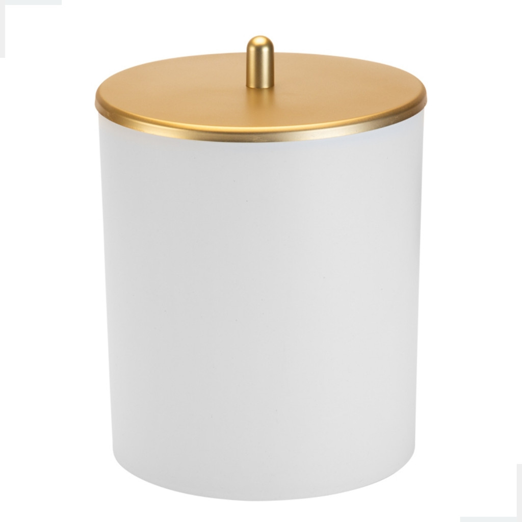 Lixeira Lixinho Cesto Lixo Banheiro Lavabo Escritório Luxo Pia Cozinha 5 Litros Branco/Dourado Arthi