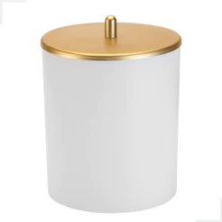Lixeira Lixinho Cesto Lixo Banheiro Lavabo Escritório Luxo Pia Cozinha 5 Litros Branco/Dourado Arthi