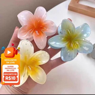 Prendedor de Cabelo com Clip Flor Transparente, Estilo Coreano, Acessório Feminino