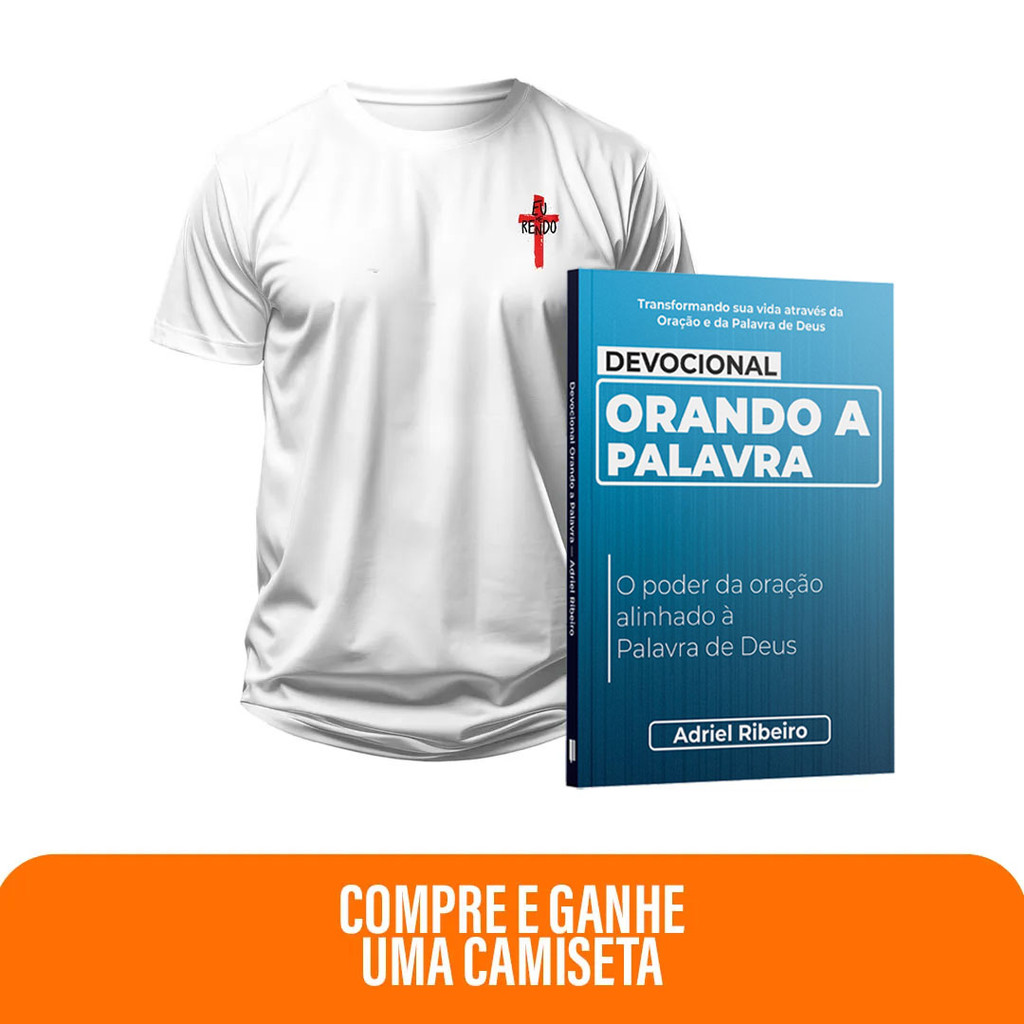 Kit Expressão da Palavra | Devocional Orando a Palavra + Camiseta Cristã Masculina - Eu me rendo