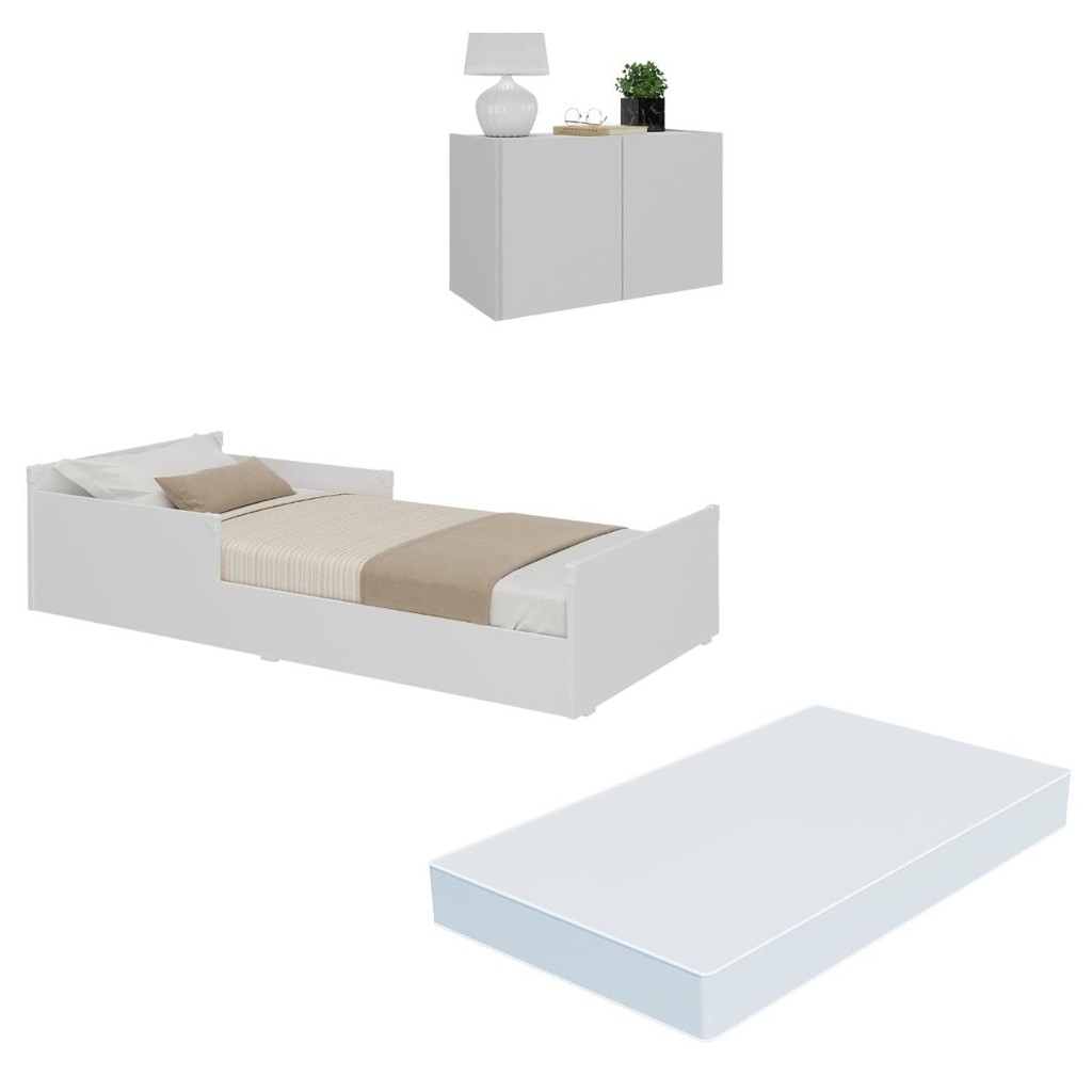 Minicama Infantil Montessoriana com Colchão e Mesa de Cabeceira 2 Portas Multimóveis MP4206 em Oferta na Shopee