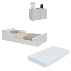 Minicama Infantil Montessoriana com Colchão e Mesa de Cabeceira 2 Portas Multimóveis MP4206