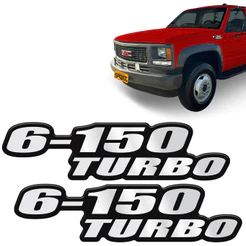 Par de Adesivo Emblema 6-150 Turbo Resinado Caminhão GMC