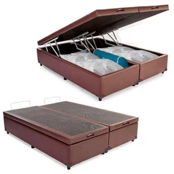 Cama Box Baú Casal Bipartido Sintético Sereneprime cor definida Marrom 138x188x44