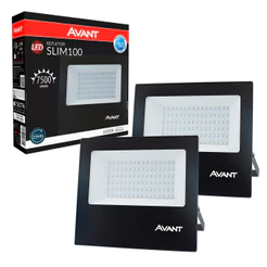 Kit 2 Refletor Slim Led 100w 6500k Branco Frio 110v/220v Bivolt Ip65 a prova dágua Cod: 259601373-2 Avant
