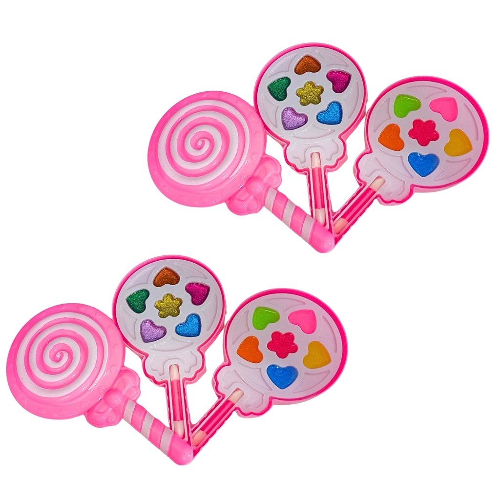 2 Kit maquiagem infantil pirulito brinquedo infantil para menina sombra sai com agua presente festa