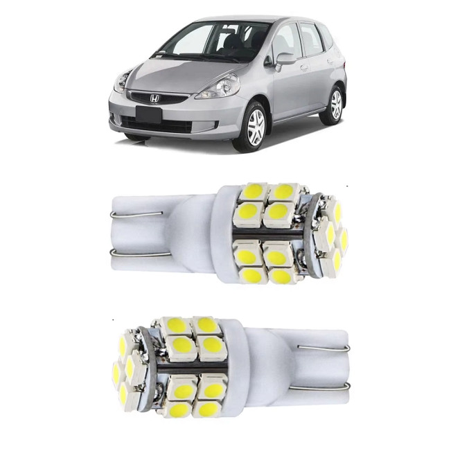 Par Lampada Pingo 20 LED T10 Honda Fit Farol Teto Placa 5w