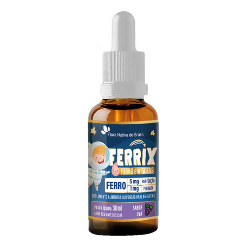 Ferro Em Gotas Ferrix Kids 30ml Flora Nativa Sabor Uva