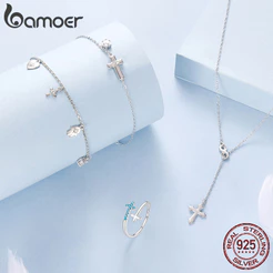 Pulseira De Prata Esterlina 925 Bamoer Starlight Cross Amulet Joias Presentes Para Mulheres