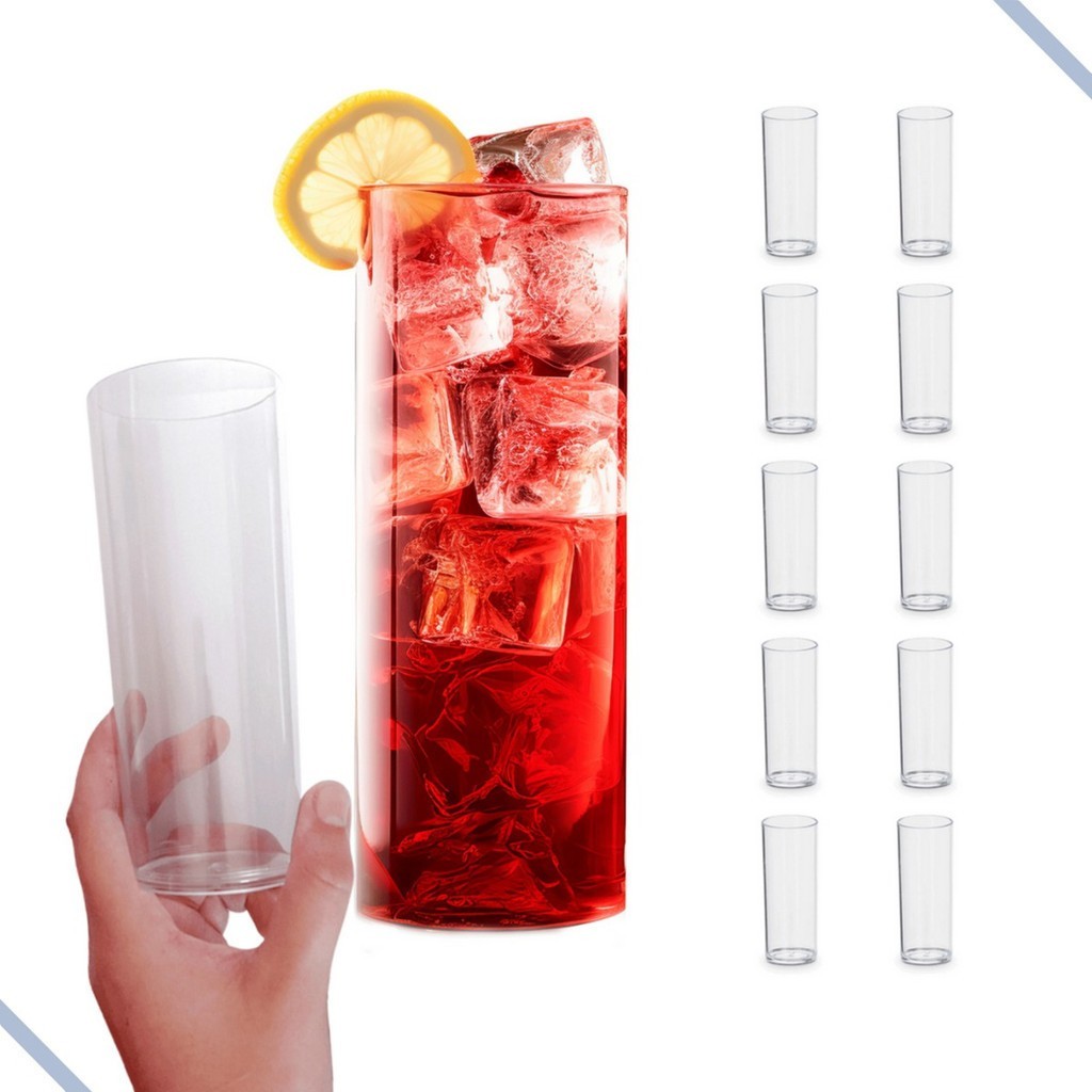 Kit 10 Copo Long Drink Acrílico Resistente Para Balada Festa 350ml em Oferta na Shopee
