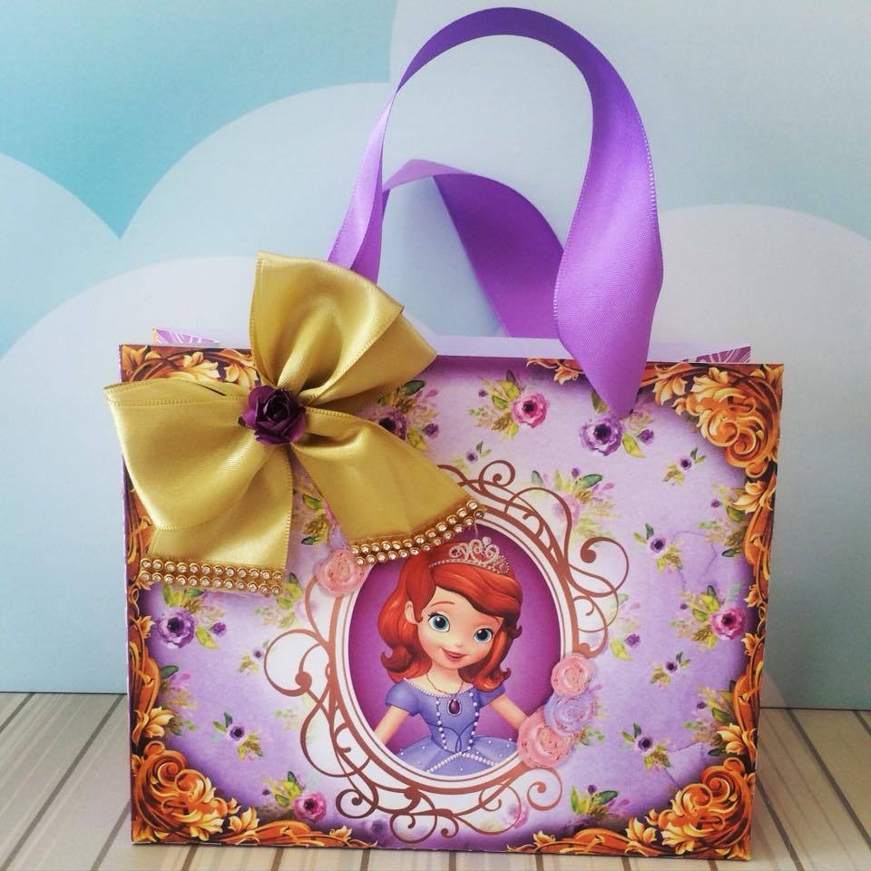 10 Sacolinhas Personalizadas Festa (G) Princesa Sofia (20x16x6cm) em Oferta na Shopee