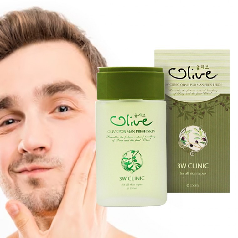 [Clínica 3W] Olive For Men Fresh Skin 150ml , Loção Hidratante E Calmante Diária