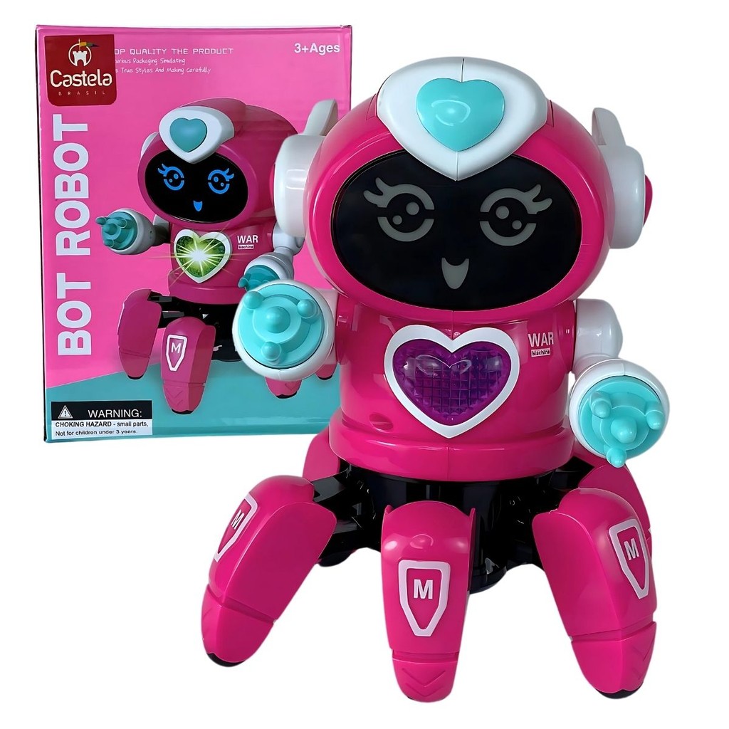 Brinquedo Robô Aranha Dançarina Rosa Infantil Com Luz e Som - Castela em Oferta na Shopee
