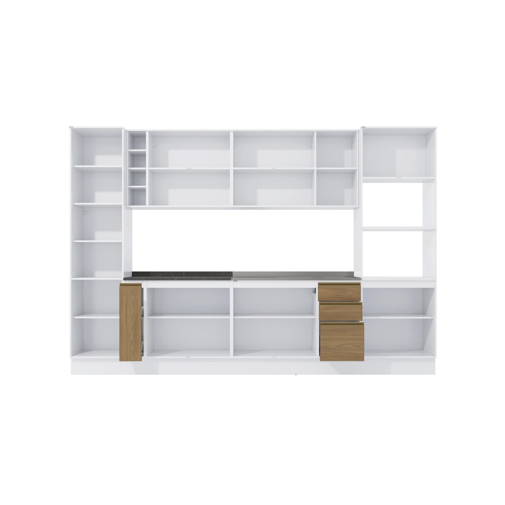 Detalhes do Cozinha Modulada Celeste Kappesberg 100% MDF Branco/Nogueira 9 Peças