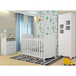 Quarto de Bebê Completo Cômoda Smim Guarda Roupa Uli 2 Portas Berço Americano Uli 100% MDF em Oferta na Shopee