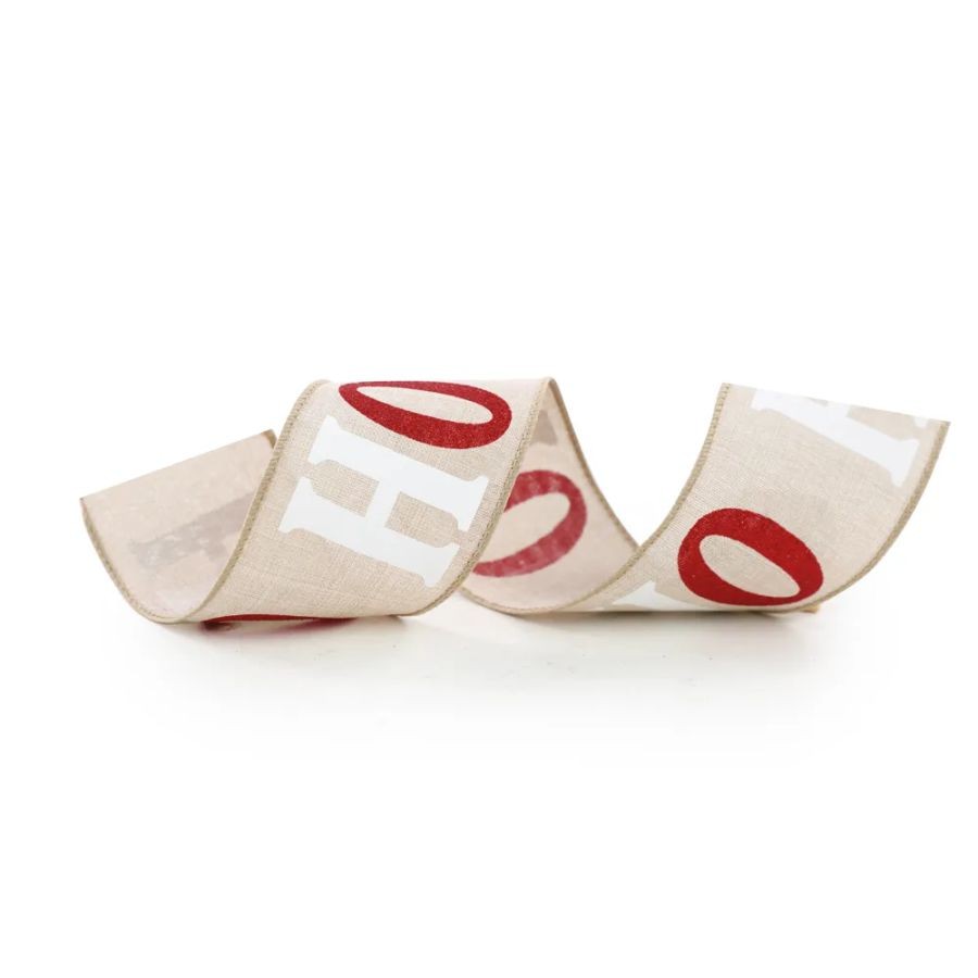 Fita Decorativa Aramada - Ho Ho Ho Vermelho e Branco - 6,3x914cm   - 1 unidade - Cromus - Rizzo - Stationery
