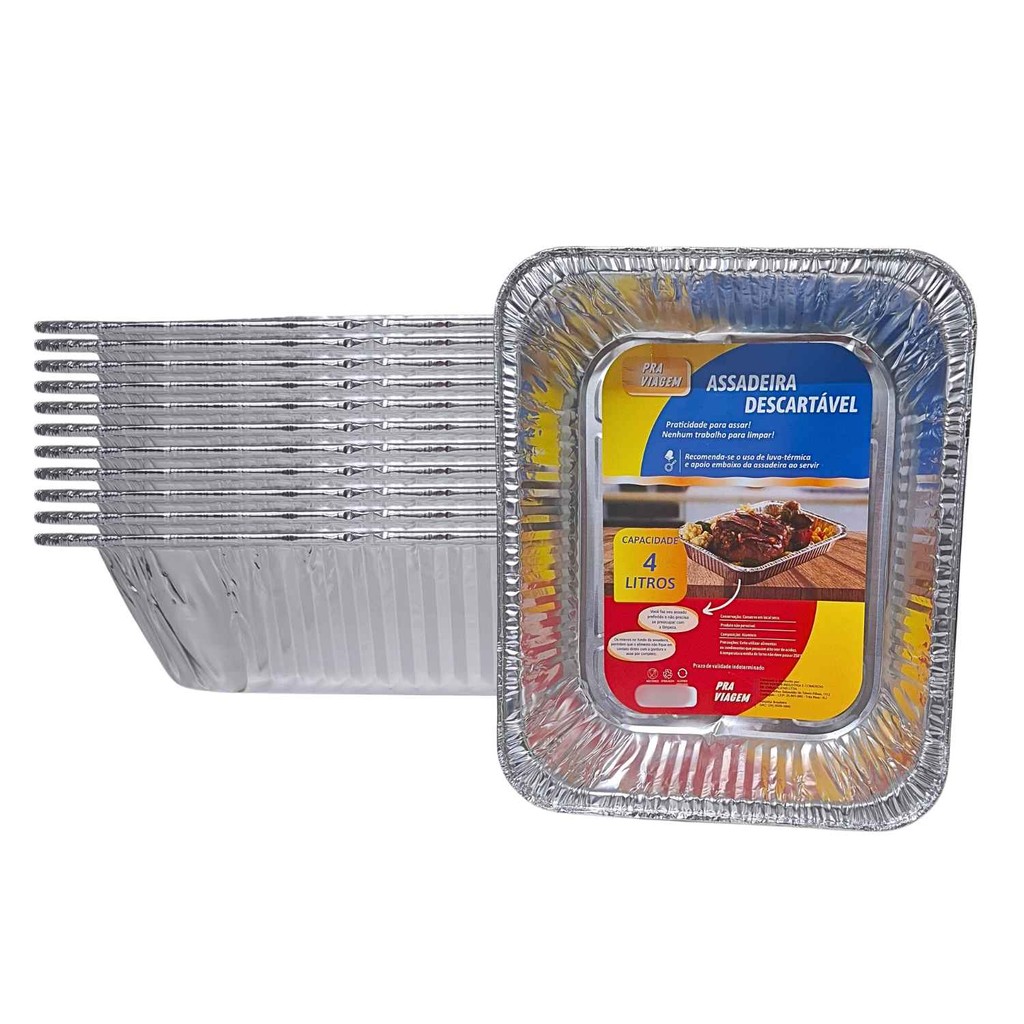 10 Assadeira De Aluminio Retangular de 4 Litros Para Frango Forneavel