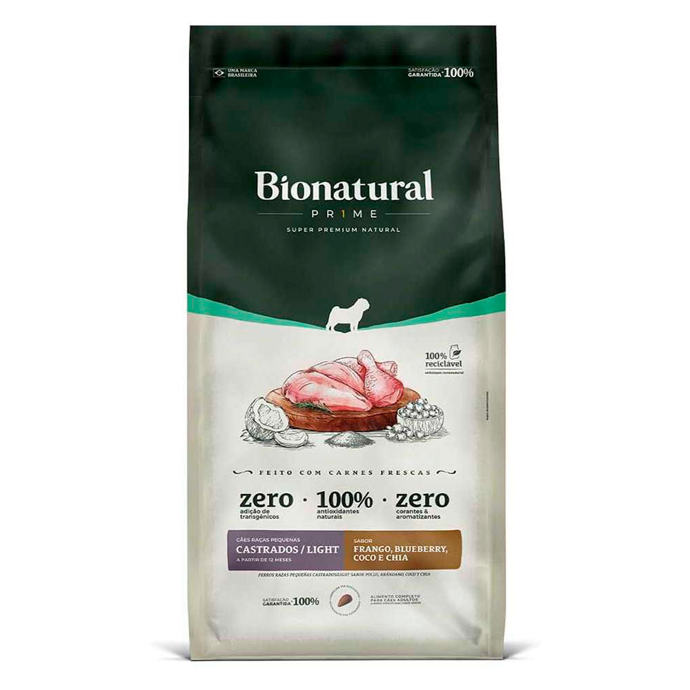 Ração Bionatural Prime Light Para Cães Adultos Castrados Raças Pequenas Sabor Frango 2,5kg - Pets