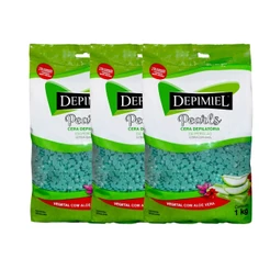 Kit 3 Cera Depilatória Vegetal Aloe Vera Pérola Depimiel