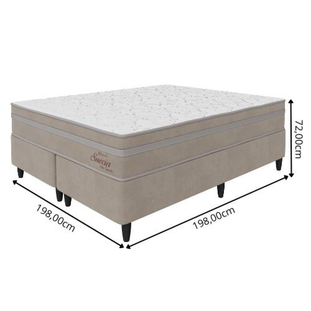 Cama Box Casal (198x198) D26 Molas Ensacadas Creme Suecia Topazio Colchões