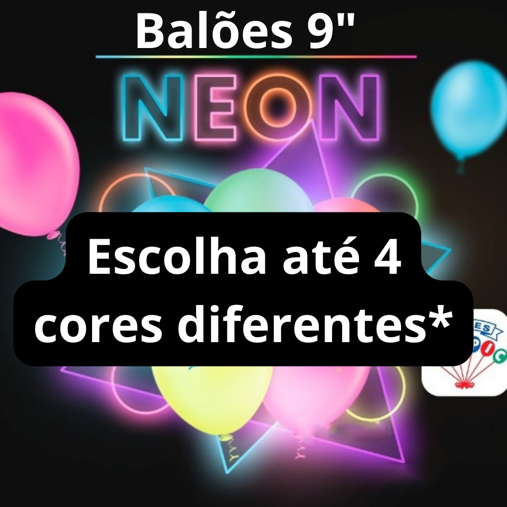 Balão Bexiga para Festa Neon 9 Polegadas Pic Pic 25/50/75/100 Unidades