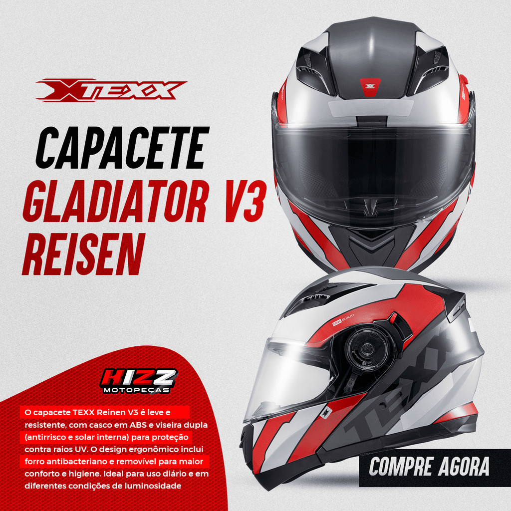 Capacete Texx Gladiator V3 Reisen - Escamotavel Modular - Spare Parts and Accessories for Vehicles