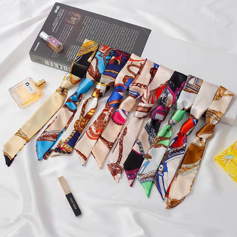 Lenço Decorativo Clássico Retro Slim Estreito para Envolver Alça de Bolsa Pequeno Lenço de Fita para Mulheres em Oferta na Shopee