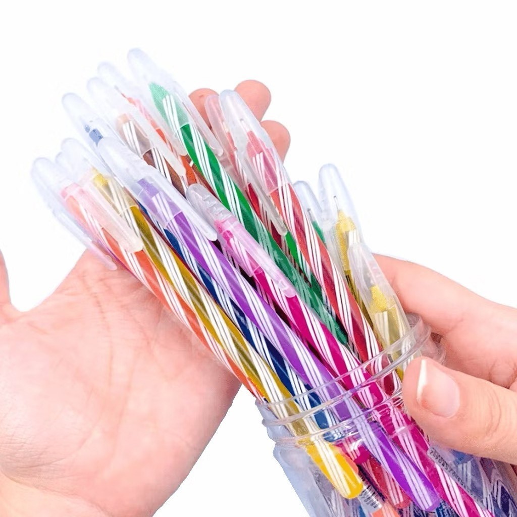 Kit Canetas Wow Espiral Ponta Fina 0,7mm Metálica Esferográfica Coloridas