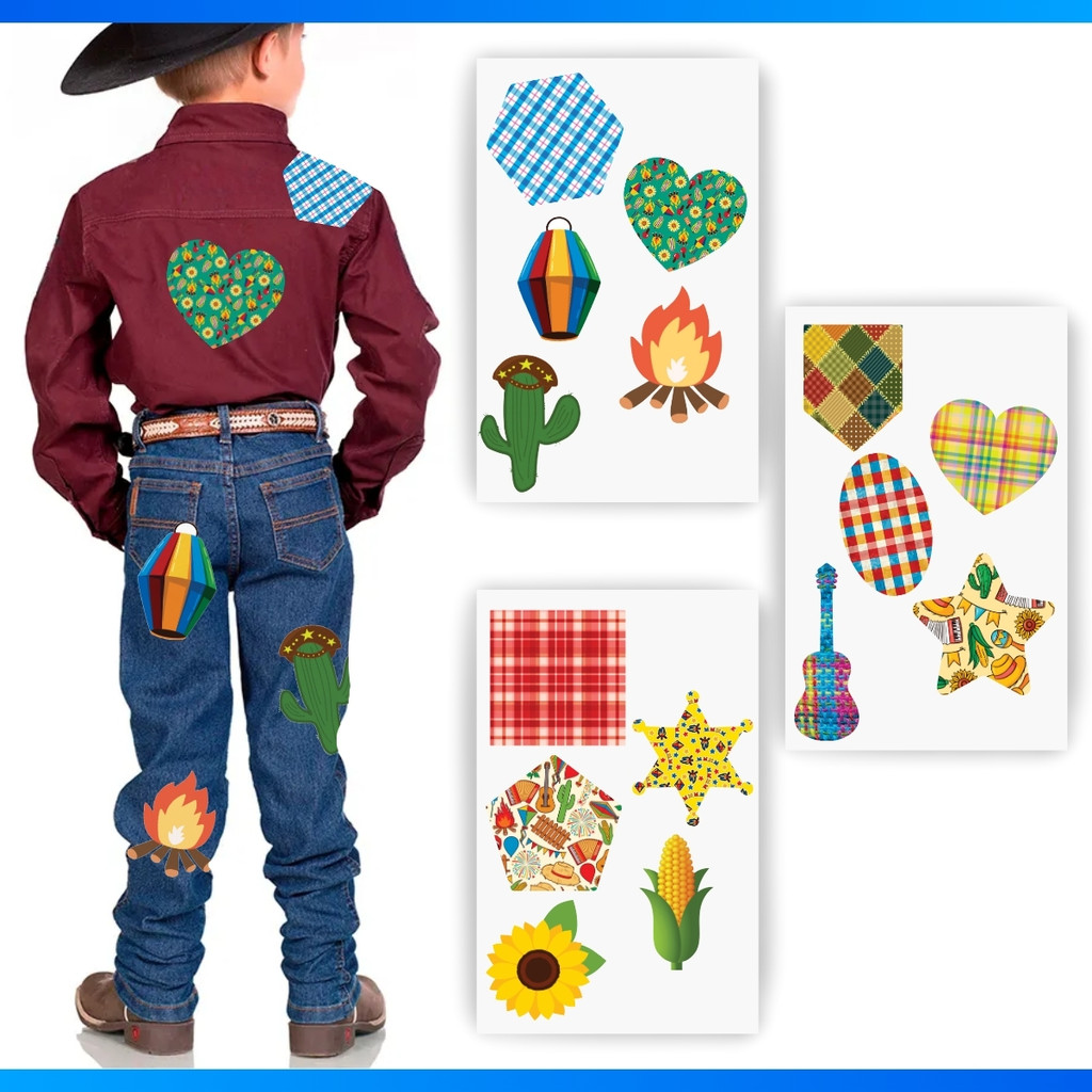 Adesivo Para Roupa Festa Junina Retalho Remendo 15 Adesivos - ATACADO