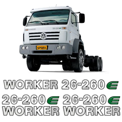 Kit De Adesivos 26-260e Worker Emblema Caminhão Volkswagen