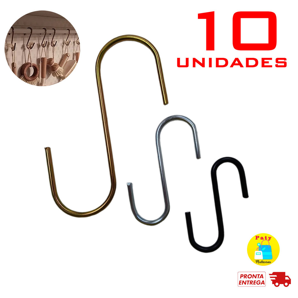 Kit 6 a 10 Ganchos em S suporte pendurar vasos parede jardim vertical suculenta em Oferta na Shopee