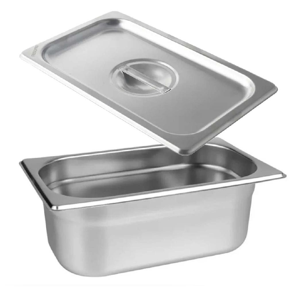 Kit Cuba Gastronômica Inox Tampa Gn 1/4 100mm Buffet Rechaud