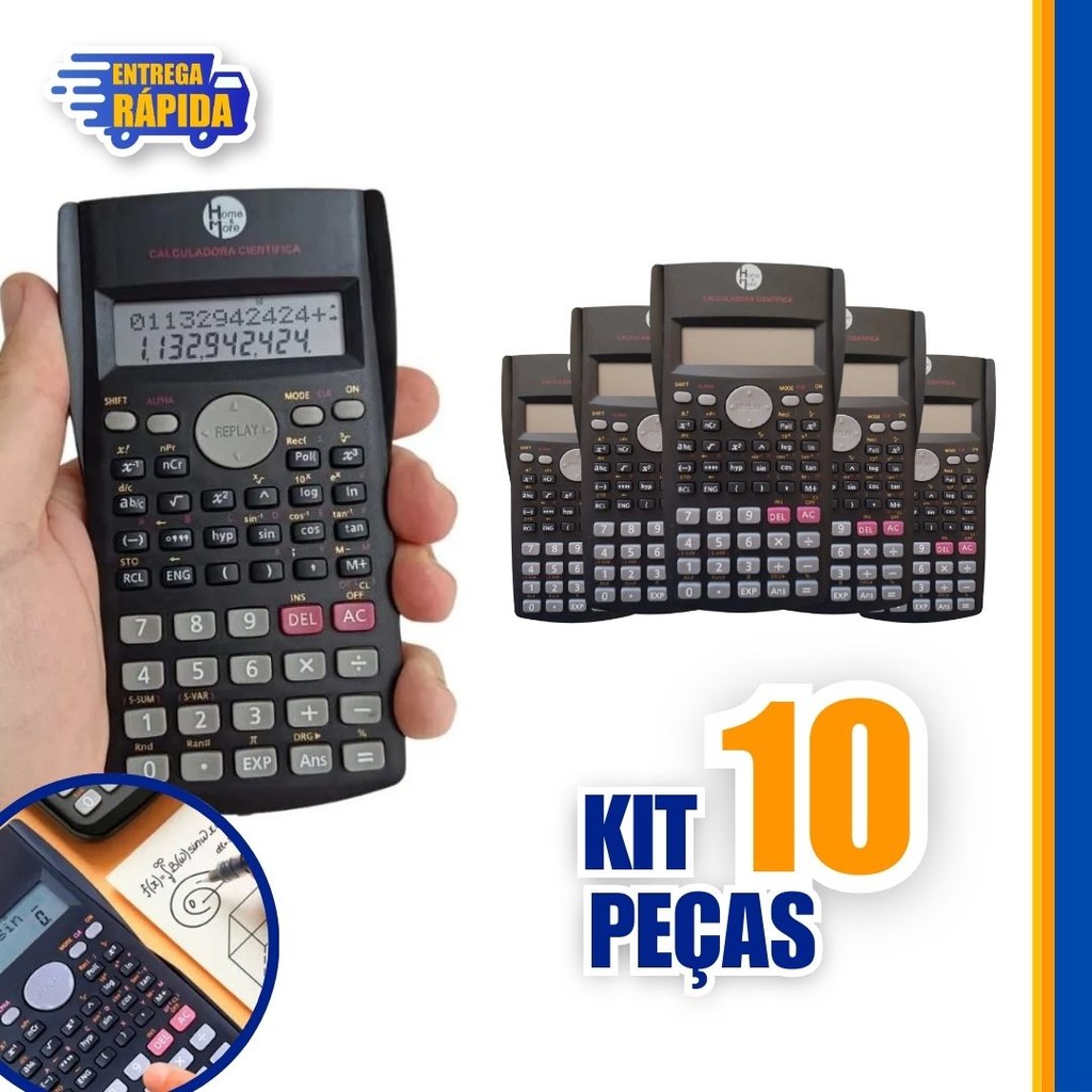 KIT 10 Calculadora Científica Com 240 Funções P/ Escola e Faculdade Escritório Equipamentos Escolar