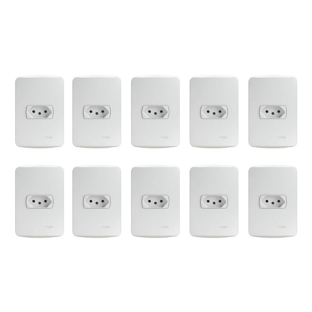 Kit 10 Conjuntos Tomada 2P+T 10A 250V Miluz - Schneider em Oferta na Shopee
