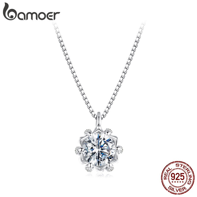 Colar De Prata Esterlina 925 Bamoer , Botões Românticos , Joias De Moissanite , Presentes Para Mulheres