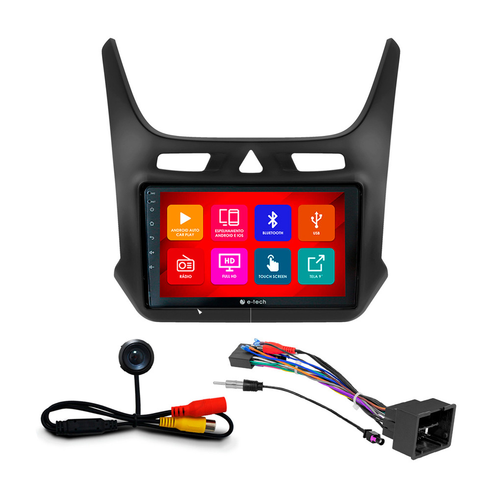Kit Multimídia 9 Pol Cobalt 2012 2013 14 A 21 2022 2023 Android Auto CarPlay Qa+ 2 Din Grafite Espelhamento Android Ios