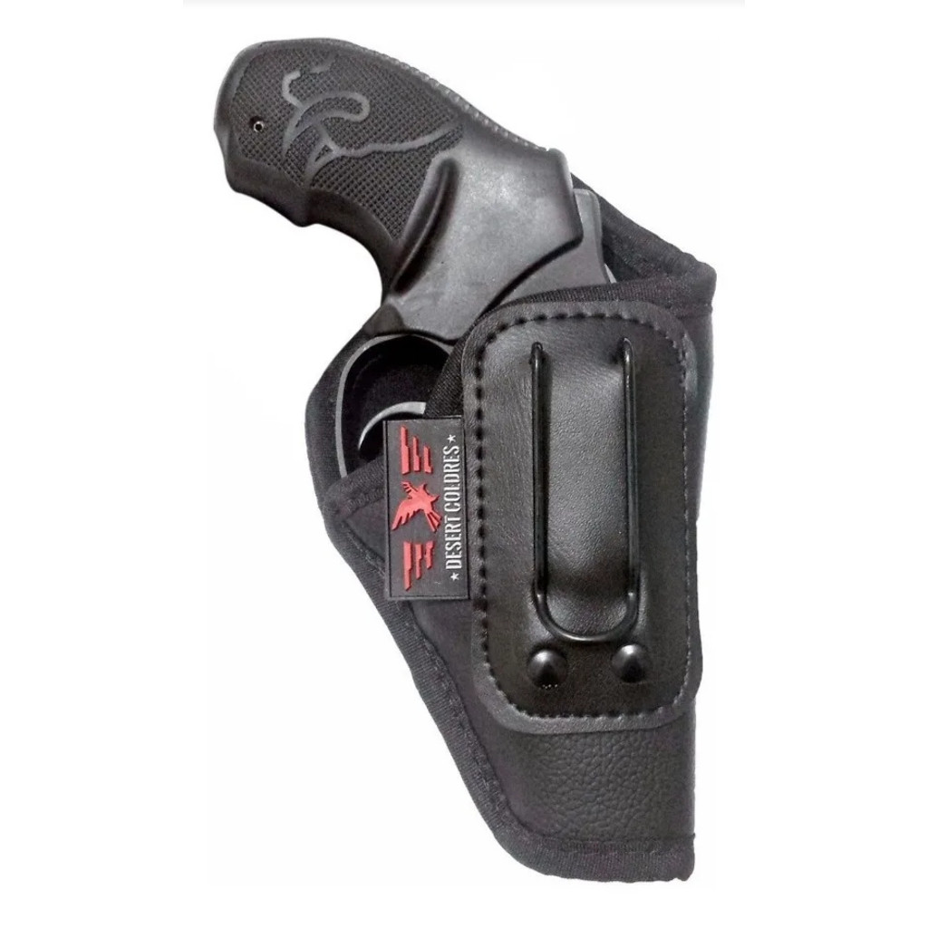 Coldre Velado Dissimulado (Sem Aba) Premium Para Revol. RT 817 2 Pol. .357 7 trs Em Neoprene e Couro  P.U Desert Coldres