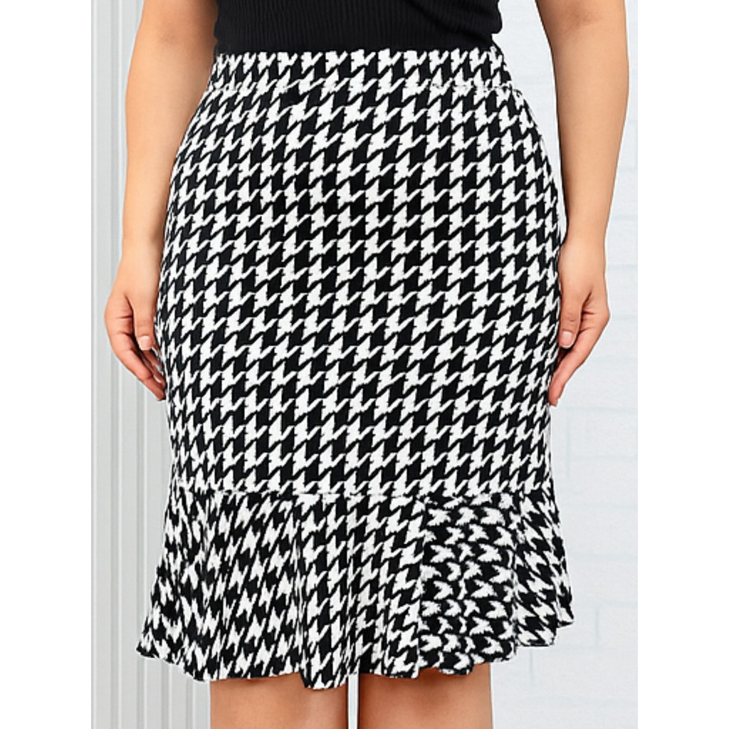 Saia Mídi Babado Moda Feminina Malha Premium Estampa Pe de Pule Casual em Oferta na Shopee