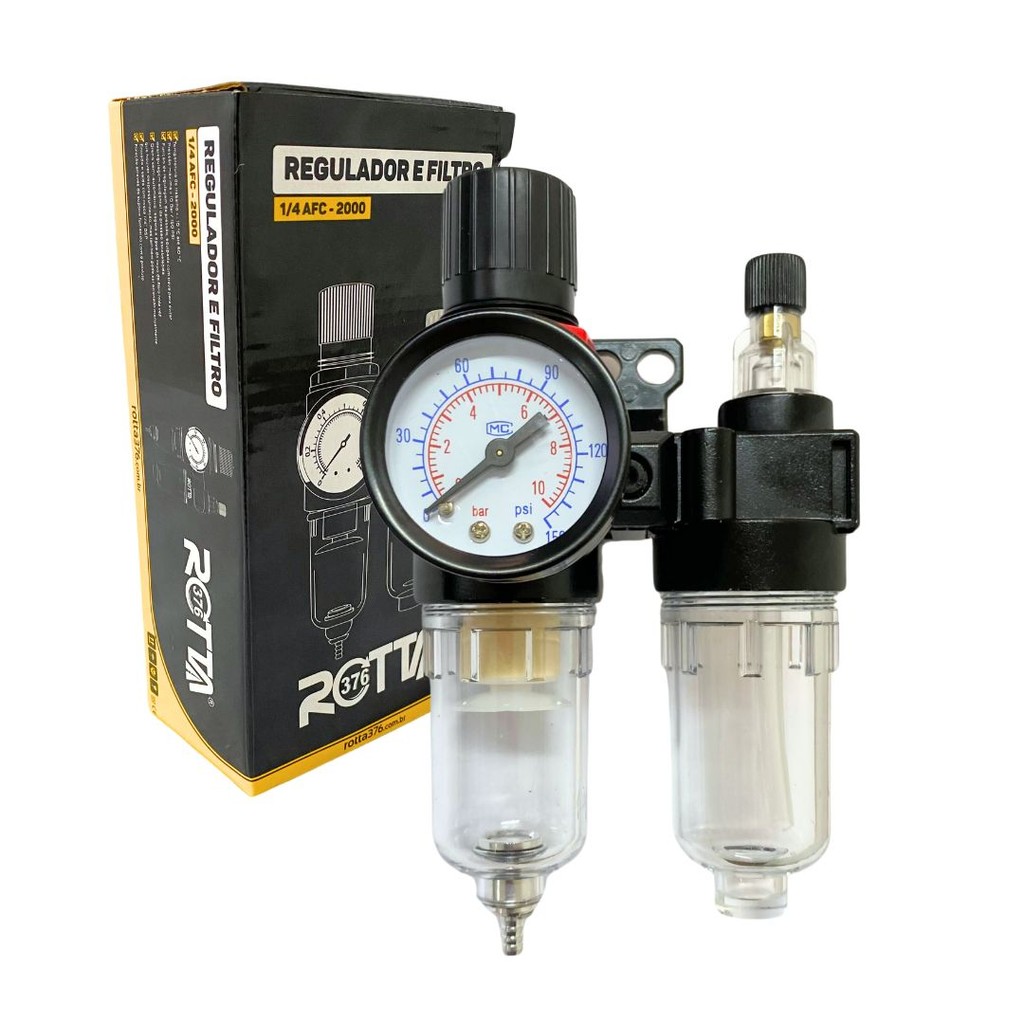 Filtro Eliminador Água e Óleo Com Regulador Pressão 150 PSI em Oferta na Shopee