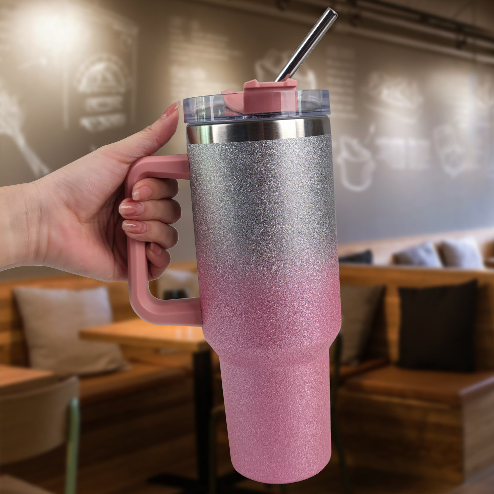 Copo garrafa Térmica Inox 1200ml Parede Dupla tampa Canudo Premium Cor Degrade