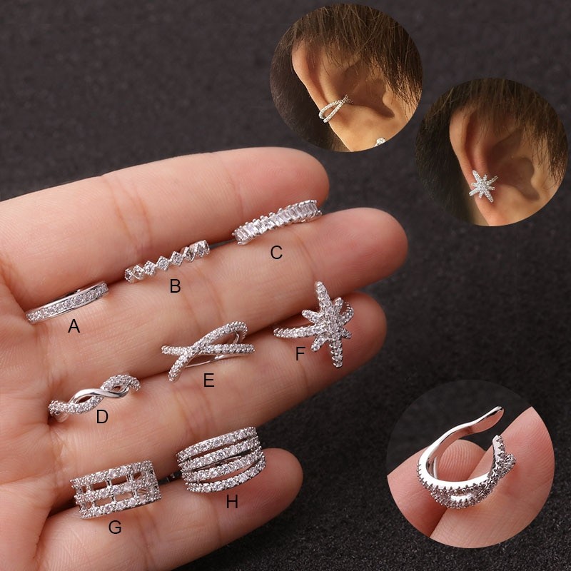 Feeling 316L 1Pc Helix Cartilagem Conch Jóias De Perfuração Falsas Ajustável Cz Punho Sem Piercing Brinco em Oferta na Shopee